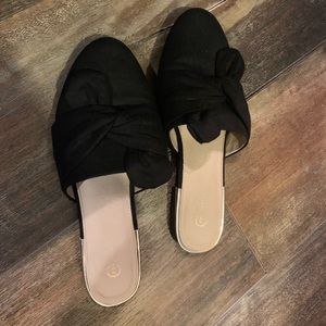 Black slip on flats, size 8W